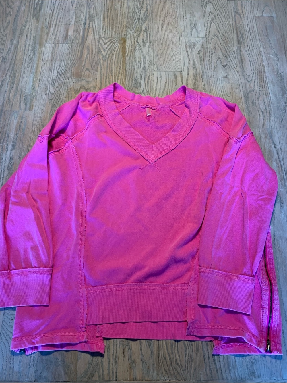 Free people hot pink V-Neck Pullover Sweater